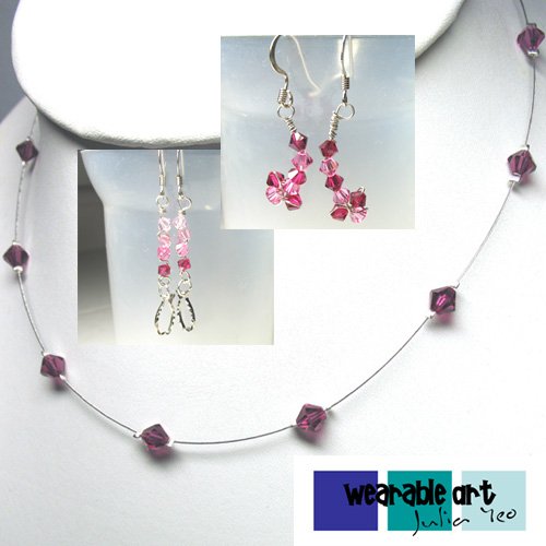 ~Ruby Illusion~ Swarovski Crystal Earrings & Necklace Set