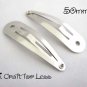 25 Snap Hair Clips - Silver Metal Tear Drop Shape with Hole - 50mm for Hair Bows