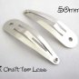 25 Snap Hair Clips - Silver Metal Tear Drop Shape with Hole - 50mm for Hair Bows