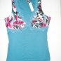 New!! Bisou Bisou Tank Top With Aqua Satin & Lace Detail size L