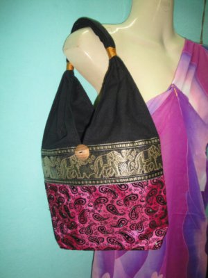 S002 Small Handbag Thai Silk Fabric and Cotton Handmade