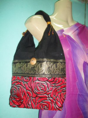 Small Handbag Thai Silk Fabric and Cotton Handmade