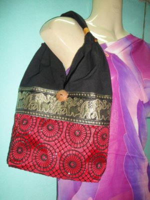S005 Small Handbag Thai Silk Fabric and Cotton Handmade