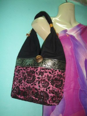 S007 Small Handbag Thai Silk Fabric and Cotton Handmade