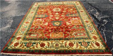 6 x 9 Vege Dyed Wool Super Serapi Persian Heriz Style Handmade Oriental Area Rug