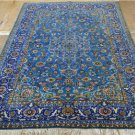 4'7x7'1 KPSI 200 Finest Blue Genuine Persian Isfahan Hand Knotted Kork Wool Rug