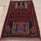 3 x 5'5 Prayer Balouch Turkoman Sumak Tribal Hand Knotted Oriental Wool Area Rug