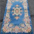 2'4x4'8 Blue Genuine Chinese Plush Aubusson Oriental Hand Knotted Area Wool Rug
