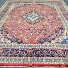 9'8x12'6 Fine KPSI 200 Signed S Antique Persian Mashad Khorasan Hand Knotted Rug