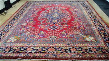 9'4x12'6 Signed Weaved "Made in Iran" Genuine S Antique Persian Kashmar Wool Rug