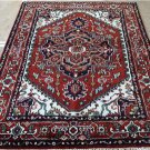 4x6'4 Vege Dyed Wool Super Serapi Persian Heriz Style Handmade Oriental Area Rug