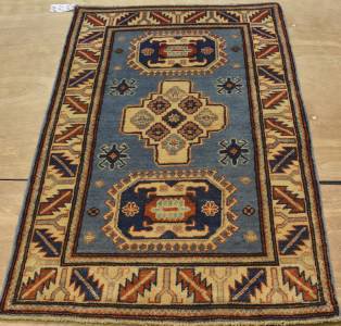 2'10x4'3 Fine Vegetable Dye Wool Caucasian Kazak Style Hand Knotted Oriental Rug