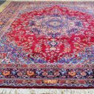 9'7 x 13 Signed Fine Genuine S Antique Persian Sarouk Hand Knotted Wool Area Rug