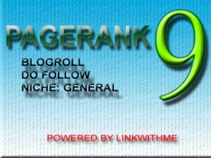 Get permanent homepage dofollow backlink from my PAGERANK 9 blog