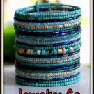 Hand Made Boho 25 Row Turquoise Seed Bead Cuff Bracelet
