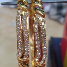 white&green stone gold plated bangle bracelet GP 501  ( 2 - 4 ) Small