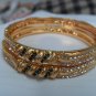 white&green stone gold plated bangle bracelet GP 501  ( 2 - 4 ) Small