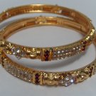 white& red stone gold plated bangle bracelet GP 502 ( 2 - 6  mediam )