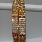 white& red stone gold plated bangle bracelet GP 502 ( 2 - 6  mediam )