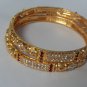 white& red stone gold plated bangle bracelet GP 502 ( 2 - 6  mediam )