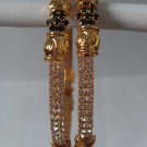 white&green stone gold plated bangle bracelet GP 503 ( 2 - 6  mediam )