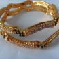 white&green stone gold plated bangle bracelet GP 504 ( 2 - 6  mediam )
