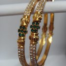 white&green stone gold plated bangle bracelet GP 505 ( 2 - 4 small ) ) white&green stone gold plated bangle bracelet GP 505 ( 2 - 4 small ) )