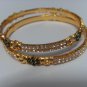 white&green stone gold plated bangle bracelet GP 505 ( 2 - 4 small ) )