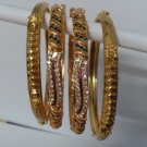 white&green stone gold plated bangles bracelet GP 508 ( 2 - 8  large )