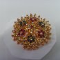 gold plated red green stone hair clip G P 520