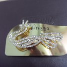 gold plated white stone hair clip G P 523