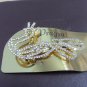 gold plated white stone hair clip G P 523