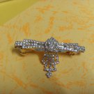 gold plated white stone hair clip G P 525