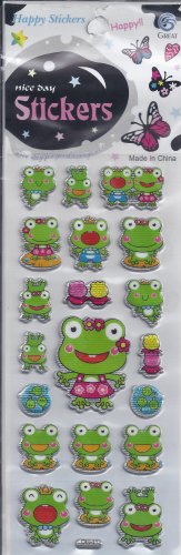 Frogs Sparkle Animal stickers - Crafts Rewards Kids Scrapbook