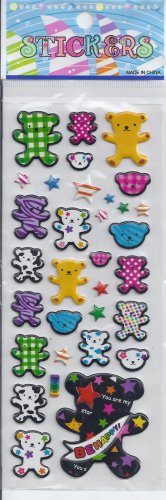 Teddy Bear -Puffy  stickers - Crafts Rewards Kids Scrapbook