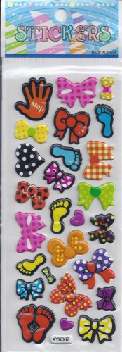 Bows Hands -Puffy  stickers - Crafts Rewards Kids Scrapbook