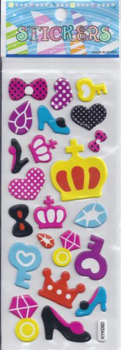 Crown Shoes -Puffy  stickers - Crafts Rewards Kids Scrapbook