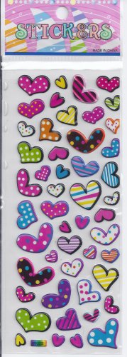 Hearts -Puffy  stickers - Crafts Rewards Kids Scrapbook