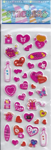 Hearts -Puffy  stickers - Crafts Rewards Kids Scrapbook