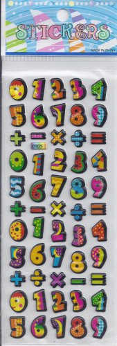 Numbers Puffy stickers - Crafts Rewards Kids Scrapbook