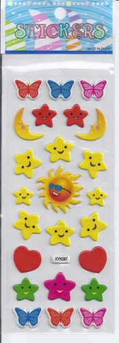 Sun Stars Puffy stickers - Crafts Rewards Kids Scrapbook