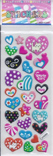 Hearts- Puffy stickers - Crafts Rewards Kids Scrapbook