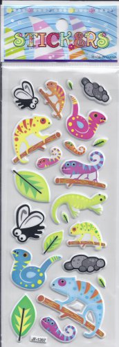 Lizards Animals- Puffy stickers - Crafts Rewards Kids Scrapbook