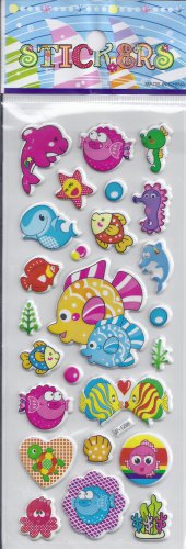 Fish Animals - Puffy stickers - Crafts Rewards Kids Scrapbook