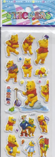 Pooh Bear Animal - Puffy stickers - Crafts Rewards Kids Scrapbook