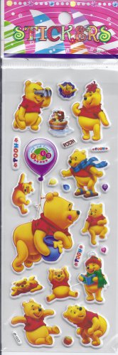 Pooh Bear Animal - Puffy stickers - Crafts Rewards Kids Scrapbook