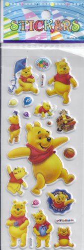 Pooh Bear Animal - Puffy stickers - Crafts Rewards Kids Scrapbook