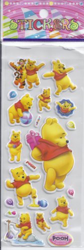Pooh Bear Animal - Puffy stickers - Birthdat Party Crafts Rewards Kids Scrapbook