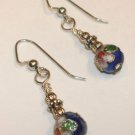 Vintage Style Cloisonne Bead Earrings (blue)