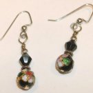 Vintage Style Cloisonne Bead Earrings (black)